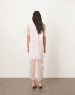 ARRANGE Organza Floral Applique Maxi Dress In Light Pink For Women -ARANG Clothing Shop 206772507 4