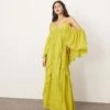 ARRANGE Cold Shoulder Ruffle Full Midi Dress In Lime Green For Women -ARANG Clothing Shop 207138477 1 limegreen