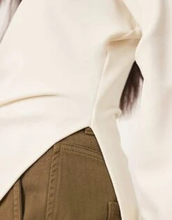 ARRANGE Jersey Asymmetric Detail Long Sleeve Top In Ivory For Women -ARANG Clothing Shop 207138970 4