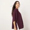 ARRANGE Premium Compact Knitted Oversized T-shirt In Burgundy For Women -ARANG Clothing Shop 207199618 1 burgundy
