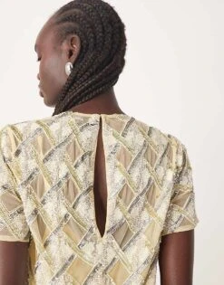 ARRANGE Embellished T-shirt Mini Dress In Buttermilk For Women -ARANG Clothing Shop 207317674 2