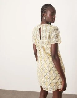 ARRANGE Embellished T-shirt Mini Dress In Buttermilk For Women -ARANG Clothing Shop 207317674 4