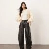 ARRANGE Sydney Leather High Waisted Barrel Trouser In Black For Women -ARANG Clothing Shop 207359119 1 black