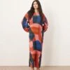 ARRANGE Plisse Balloon Sleeve Maxi Dress In Abstract Print For Women -ARANG Clothing Shop 207359205 1 abstractprint