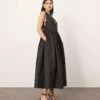 ARRANGE Textured Smock Maxi Dress With Tie Sides In Black For Women -ARANG Clothing Shop 207359230 1 black