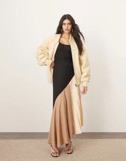 ARRANGE Colourblock Pleat Detail Midi Skirt In Multi For Women Stone