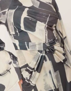 ARRANGE Jersey Twist Front Maxi Dress In Abstract Geo Print For Women Geo Abstract Print -ARANG Clothing Shop 207384365 4