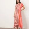 ARRANGE Cowl Neck Maxi Dress With Asymmetric Hem In Colourblock Stripe For Women -ARANG Clothing Shop 207384385 1 colourblockstripe