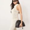 ARRANGE Boucle Open Knit Racer Maxi Dress In Off White For Women -ARANG Clothing Shop 207384395 1 offwhite