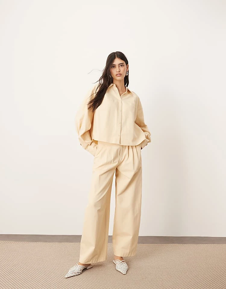 ARRANGE Structured Boxy Shirt And Wide Leg Barrel Trouser In Buttermilk 3 ARRANGE Structured Boxy Shirt And Wide Leg Barrel Trouser In Buttermilk