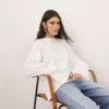 ARRANGE Cotton Oversized Long Sleeve T-shirt In White For Women -ARANG Clothing Shop 207387478 1 white