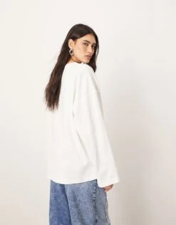 ARRANGE Cotton Oversized Long Sleeve T-shirt In White For Women -ARANG Clothing Shop 207387478 3