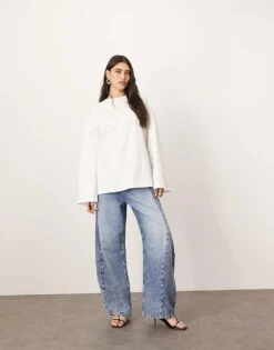 ARRANGE Cotton Oversized Long Sleeve T-shirt In White For Women -ARANG Clothing Shop 207387478 4