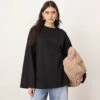ARRANGE Cotton Oversized Long Sleeve T-shirt In Black For Women 1 ARRANGE Cotton Oversized Long Sleeve T-shirt In Black For Women -ARANG Clothing Shop 207387496 1 black