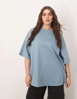 ARRANGE Curve Oversized Premium Heavy Weight T-shirt In Washed Blue For Women -ARANG Clothing Shop 207417354 1 washedblue 1