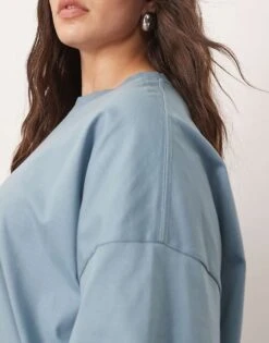 ARRANGE Curve Oversized Premium Heavy Weight T-shirt In Washed Blue For Women -ARANG Clothing Shop 207417354 3