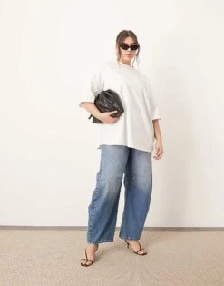 ARRANGE Curve Oversized Premium Heavy Weight T-shirt In White For Women