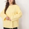 ARRANGE Curve Cotton Oversized Long Sleeve T-shirt In Buttermilk For Women Butter Milk -ARANG Clothing Shop 207419082 1 buttermilk