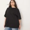 ARRANGE Curve Oversized Premium Heavy Weight T-shirt In Black For Women -ARANG Clothing Shop 207419092 1 black