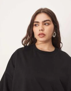 ARRANGE Curve Oversized Premium Heavy Weight T-shirt In Black For Women -ARANG Clothing Shop 207419092 3