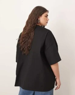 ARRANGE Curve Oversized Premium Heavy Weight T-shirt In Black For Women -ARANG Clothing Shop 207419092 4