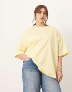 ARRANGE Curve Oversized Premium Heavy Weight T-shirt In Buttermilk For Women