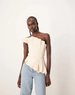 ARRANGE Sculpted Bandeau Top In Off White For Women