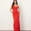 ARRANGE One Shoulder Sculpted And Draped Maxi Dress In Red For Women -ARANG Clothing Shop 207420143 1 red