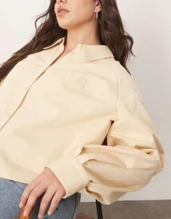 ARRANGE Curve Structured Boxy Shirt In Buttermilk For Women -ARANG Clothing Shop 207420179 3