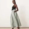 ARRANGE Textured Maxi Skirt With Pockets In Sage For Women -ARANG Clothing Shop 207515665 1 sage