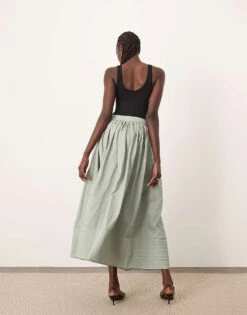 ARRANGE Textured Maxi Skirt With Pockets In Sage For Women -ARANG Clothing Shop 207515665 3