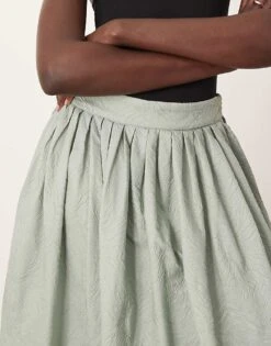 ARRANGE Textured Maxi Skirt With Pockets In Sage For Women -ARANG Clothing Shop 207515665 4