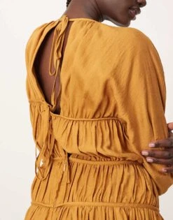 ARRANGE Cotton Smock Midi Dress In Rust For Women -ARANG Clothing Shop 207515720 3