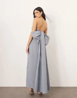 ARRANGE Bandeau Maxi Dress With Large Bow In Light Blue For Women