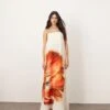 ARRANGE Structured Bandeau Column Maxi Dress With Internal Corset In Overblown Floral Print For Women -ARANG Clothing Shop 207548011 1 overblownfloral