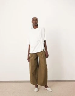 ARRANGE Jersey Knot Detail T-shirt In White For Women -ARANG Clothing Shop 207548178 3