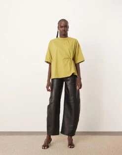 ARRANGE Jersey Knot Detail T-shirt In Olive For Women Sage -ARANG Clothing Shop 207548189 4