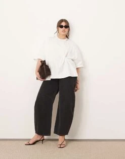 ARRANGE Curve Jersey Knot Detail T-shirt In White For Women