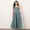 ARRANGE Strappy Ruched Bodice Full Skirt Maxi Dress In Dusky Blue For Women -ARANG Clothing Shop 207596425 1 duskyblue