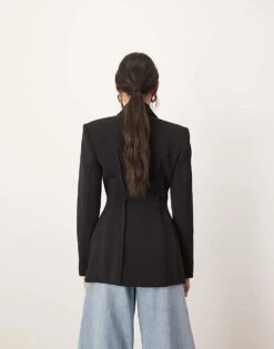 ARRANGE Premium Sculpted Blazer In Black For Women -ARANG Clothing Shop 207601391 4