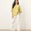 ARRANGE Textured Boxy Woven T-shirt In Lime For Women -ARANG Clothing Shop 207605469 1 lime