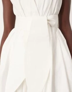 ARRANGE Premium Textured Midi Dress With V Front In White For Women -ARANG Clothing Shop 207616084 3