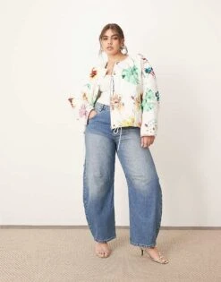 ARRANGE Curve Quilted Bomber Jacket In Botanical Floral For Women -ARANG Clothing Shop 207639668 3