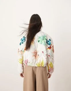 ARRANGE Quilted Bomber Jacket In Botanical Floral For Women -ARANG Clothing Shop 207639747 3