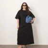 ARRANGE Curve Premium Heavyweight T Shirt Midi Dress In Black For Women -ARANG Clothing Shop 207711191 1 black