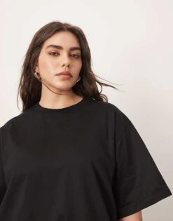 ARRANGE Curve Premium Heavyweight T Shirt Midi Dress In Black For Women -ARANG Clothing Shop 207711191 3