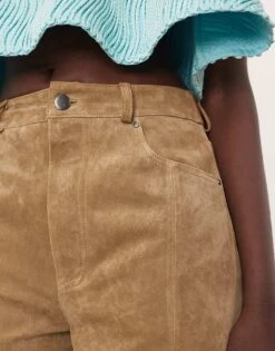 ARRANGE Sydney Suede High Waisted Barrel Trouser In Tobacco For Women -ARANG Clothing Shop 207720113 4