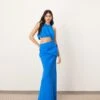 ARRANGE Drape Detail Maxi Skirt And Ruched Detail Racer Neck Top Co-ord In Bold Blue 1 ARRANGE Drape Detail Maxi Skirt And Ruched Detail Racer Neck Top Co-ord In Bold Blue -ARANG Clothing Shop 207758293 4