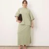 ARRANGE Curve Premium Heavy Weight Textured Jersey Shirt And Column Maxi Skirt Co-ord In Washed Sage -ARANG Clothing Shop 207764068 3