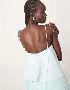 ARRANGE Strappy Layered Volume Maxi Dress In Light Blue For Women -ARANG Clothing Shop 207810486 2